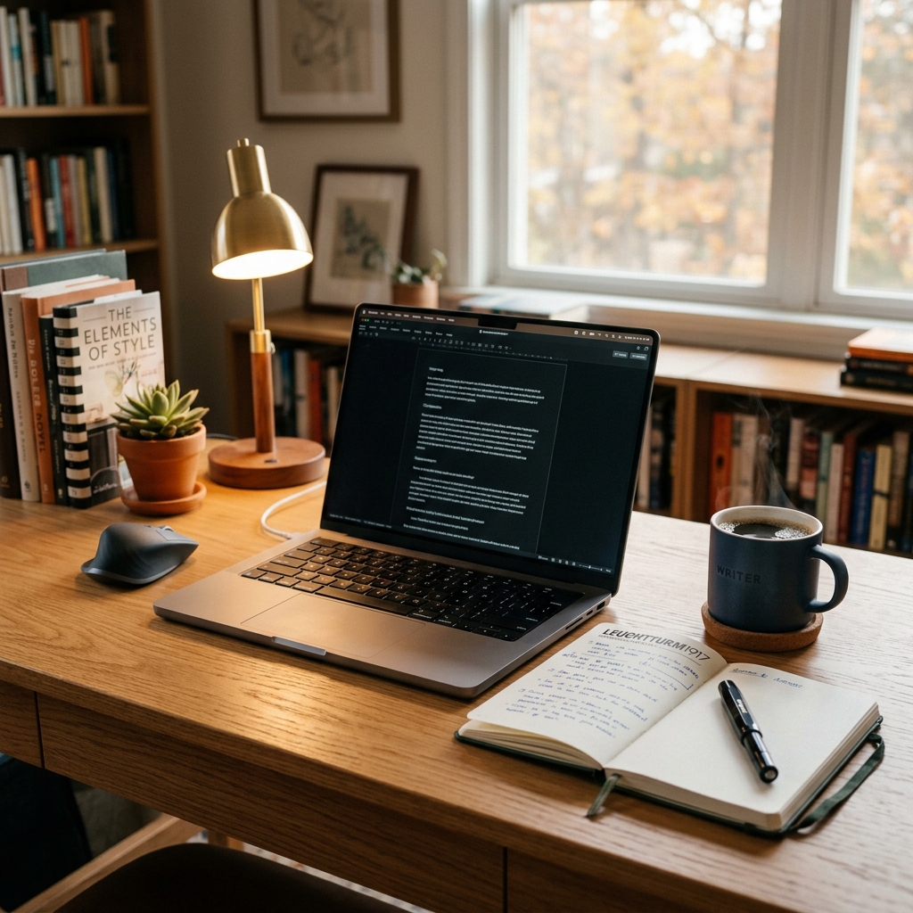 Editor working at desk